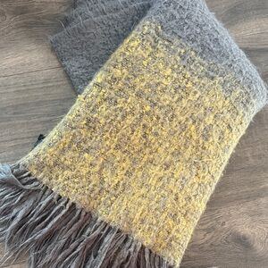 Textured Gray and Yellow Throw Blanket